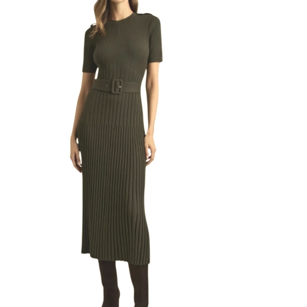 Reiss Vida Rib Olive Green Sweater Dress... Size XL